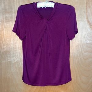 Amour Vert Twist Neck Plum Top S